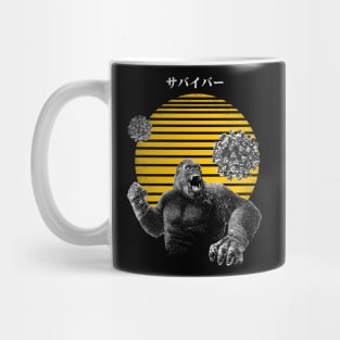 Animal Illustration -  An Ape Fighting Virus Covid Mug